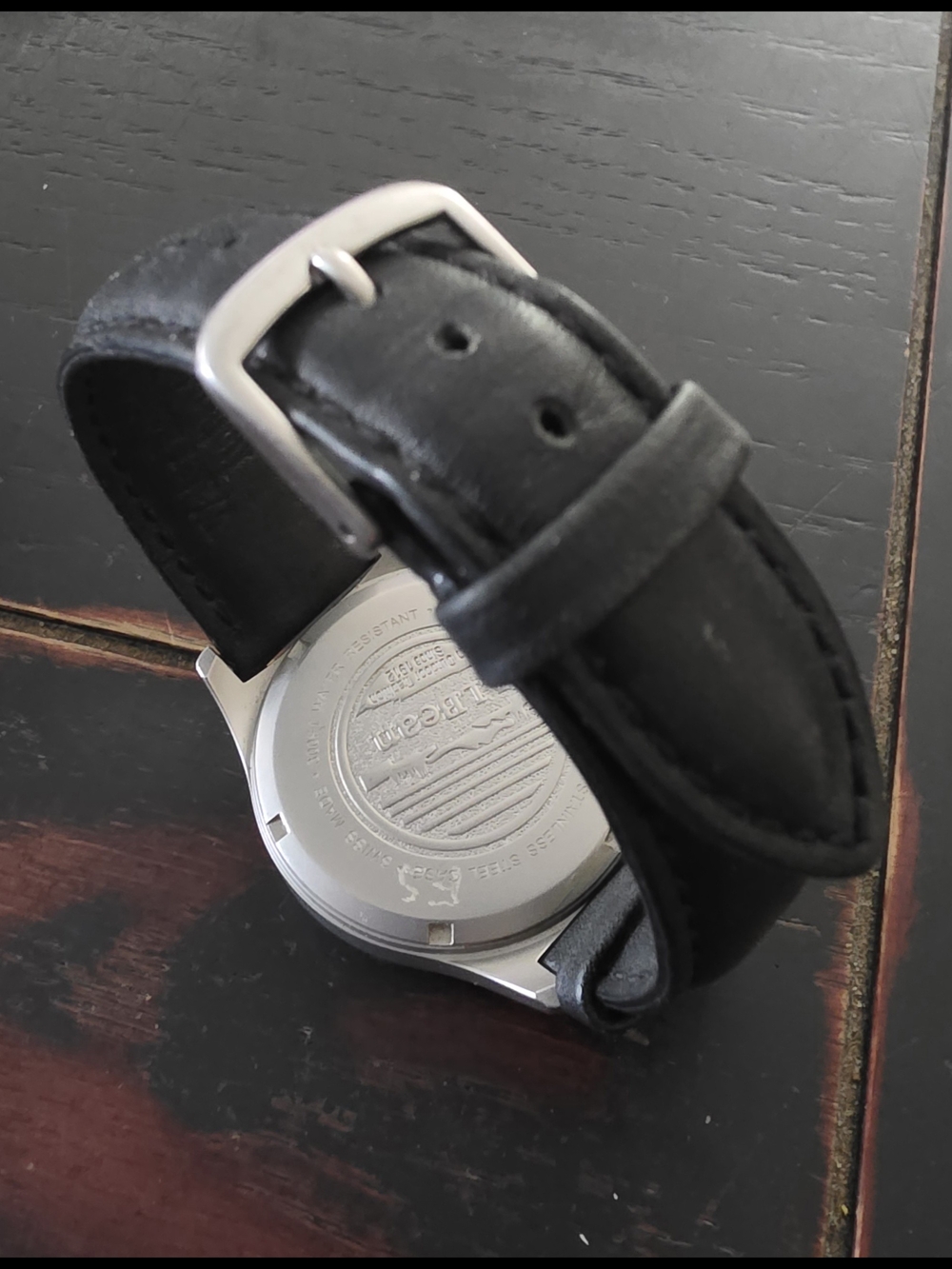 L.L. Bean Men's Black Dial Leather Strap Watch - Picture 2 of 9